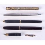 A collection of fountain pens Cross, Swan, Parker & Summit 14 Kt nibs (6)