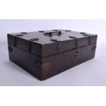 AN ANTIQUE CONTINENTAL RECTANGULAR BOX overlaid with strap work. 27 cm x 18 cm.