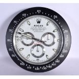 A ROLEX SHOP DISPLAY ADVERTISING WALL CLOCK. 33 cm diameter.