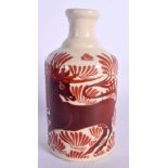 A WILLIAM DE MORGAN STYLE IRON RED POTTERY VASE. 15 cm high.