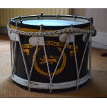 A CHARMING MILITARY DRUM TABLE Kings Own Royal Border Regiment. 40 cm x 52 cm.