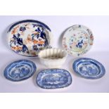 19th century Swansea pair of pottery plates with blue chinoiserie style decoration, impressed Swanse