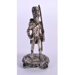 A STERLING SILVER MODEL OF AN INFANTRY SOLDIER. Hallmarked London 1975, 702cm x 3.6cm, weight 52.5g