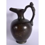 A 19TH CENTURY EUROPEAN GRAND TOUR BRONZE EWER with figural handle. 15 cm high.