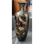 A HUGE EARLY 20TH CENTURY JAPANESE MEIJI PERIOD CLOISONNE ENAMEL VASE decorated with foliage. 105 cm