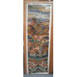 A LARGE 18TH CENTURY CHINESE KESI SILKWORK EMBROIDERED PANEL Qianlong, decorated with four claw drag