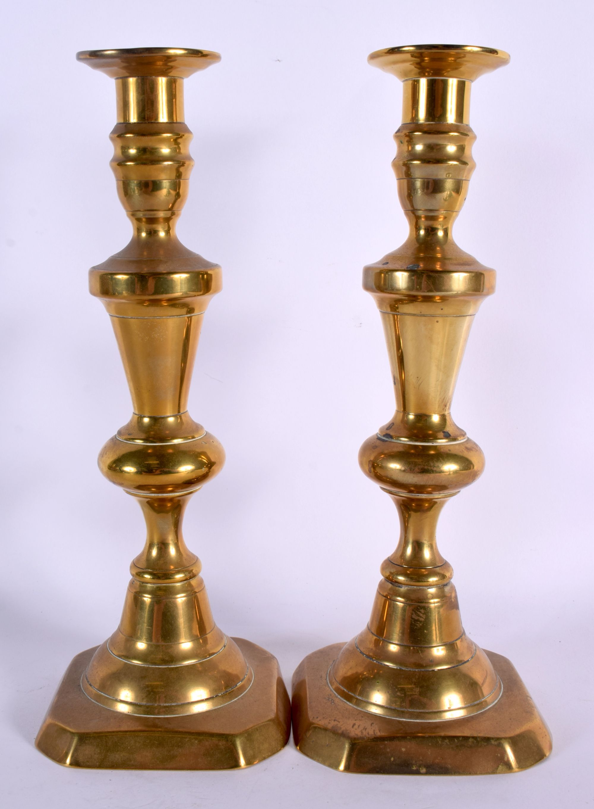 TWO PAIRS OF ANTIQUE CANDLESTICKS. Largest 30 cm high. (4) - Image 2 of 8