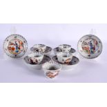 A SET OF 18TH CENTURY CHINESE EXPORT MINIATURE TEABOWLS AND SAUCERS Qianlong. 8.5 cm diameter. (11)