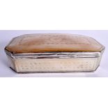 AN 18TH CENTURY EUROPEAN MOTHER OF PEARL AND SILVER RECTANGULAR SNUFF BOX. 341 grams. 15 cm x 7.5 cm