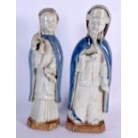 A PAIR OF 18TH CENTURY CHINESE 'GELDERMALSEN TYPE' STONEWARE FIGURES possibly from the Nanking Cargo