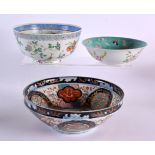 AN 18TH CENTURY JAPANESE EDO PERIOD IMARI BOWL together with two Chinese republican period bowls. La