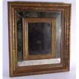 AN ARTS AND CRAFTS STYLE SQUARE FORM MIRROR. 58 cm x 52 cm.