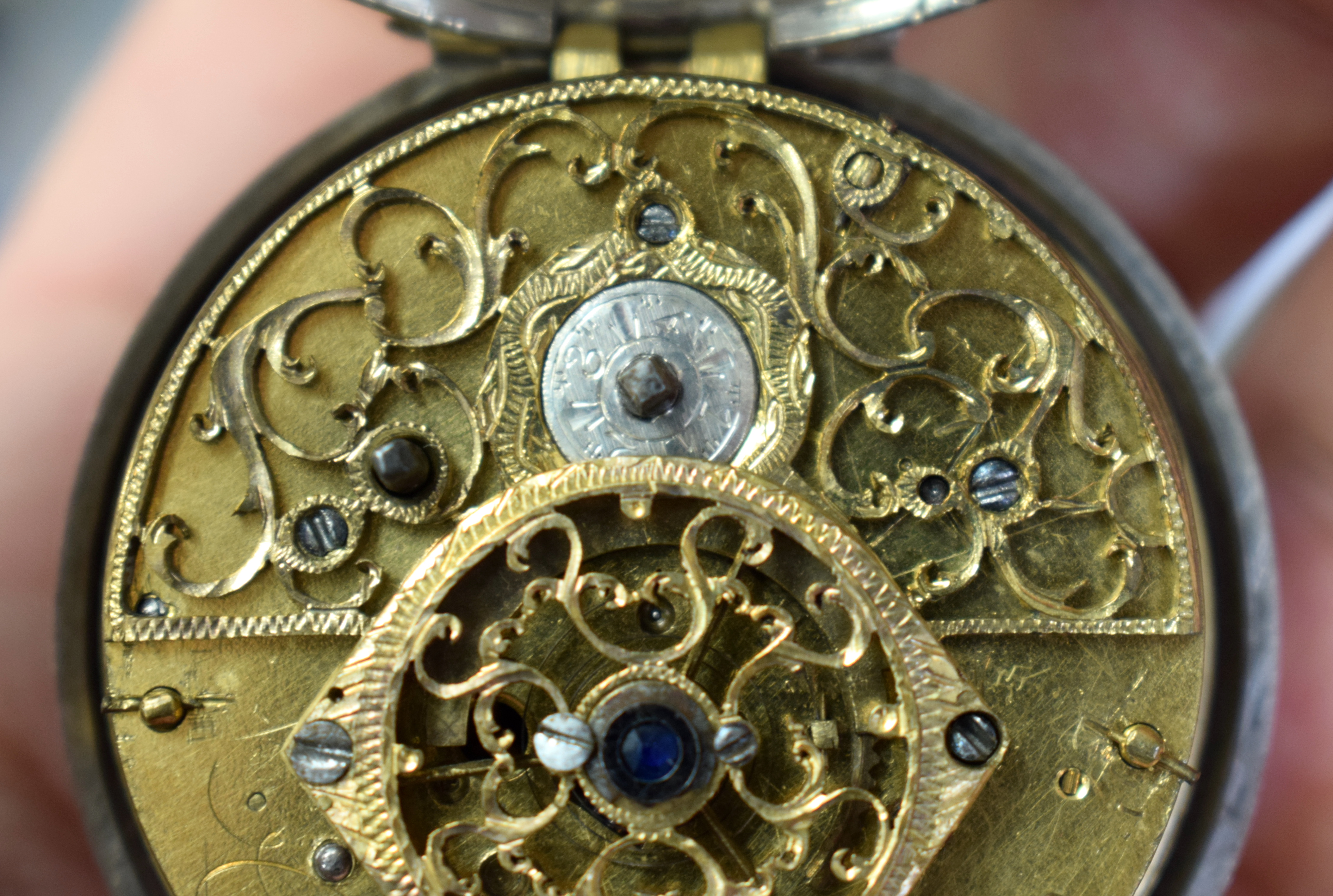 AN EARLY 19TH CENTURY ENGLISH SILVER POCKET WATCH by Cox of London. 111 grams. 5.5 cm wide. - Image 7 of 10