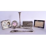 A TIFFANY & CO SILVER DESK CALENDER together with silver frames etc. Sheffield 1907, London 1988 & B