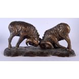 Ladislav Hlina (Born 1947) Czech, Bronze, Pair of fighting rams. 26 cm x 14 cm.