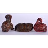 A RARE 19TH CENTURY JAPANESE MEIJI PERIOD CARVED BOXWOOD NETSUKE formed as a hidden tortoise, togeth