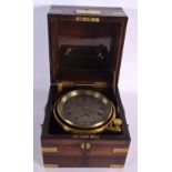 A GOOD 19TH CENTURY SHIPS MARINE CHRONOMETER by John Brunton of London No 513, three tier brass boun