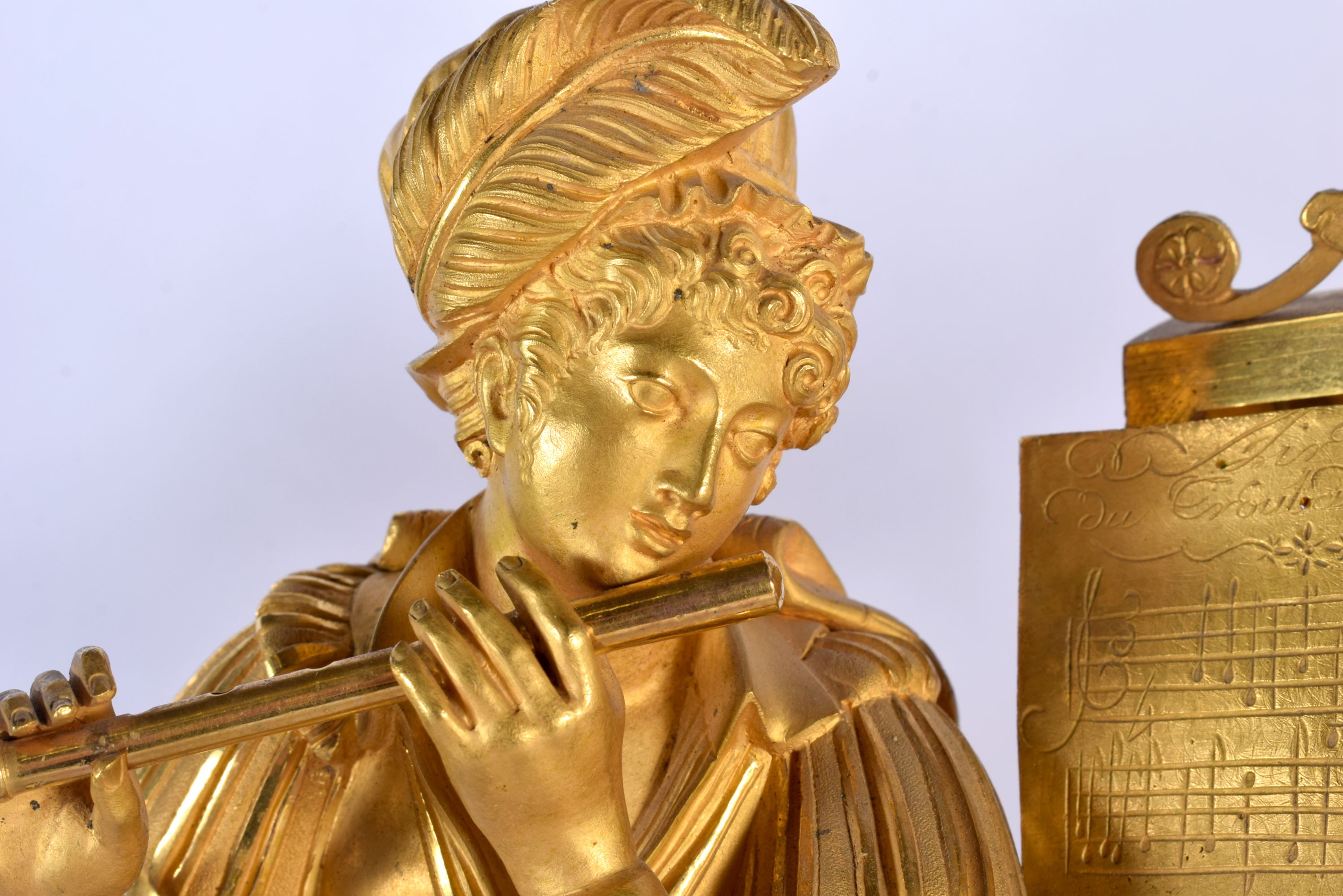 A LARGE EARLY 19TH CENTURY FRENCH GILT BRONZE EMPIRE MANTEL CLOCK formed as a figure and a female pl - Image 4 of 10