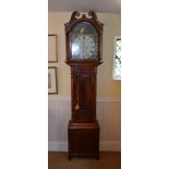 A GOOD GEORGE III SCOTTISH MAHOGANY LONG CASE CLOCK Perth, with arched pediment, painted dial and cl