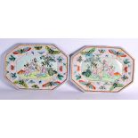 A LARGE PAIR OF 1950S CHINESE FAMILLE ROSE PORCELAIN DISHES painted with figures and butterflies. 34