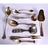 A COLLECTION OF SCANDINAVIAN SILVER including spoons. 449 grams. Largest 26 cm long. (qty)
