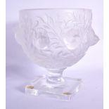A FRENCH LALIQUE GLASS BIRD VASE. 14 cm x 10 cm.
