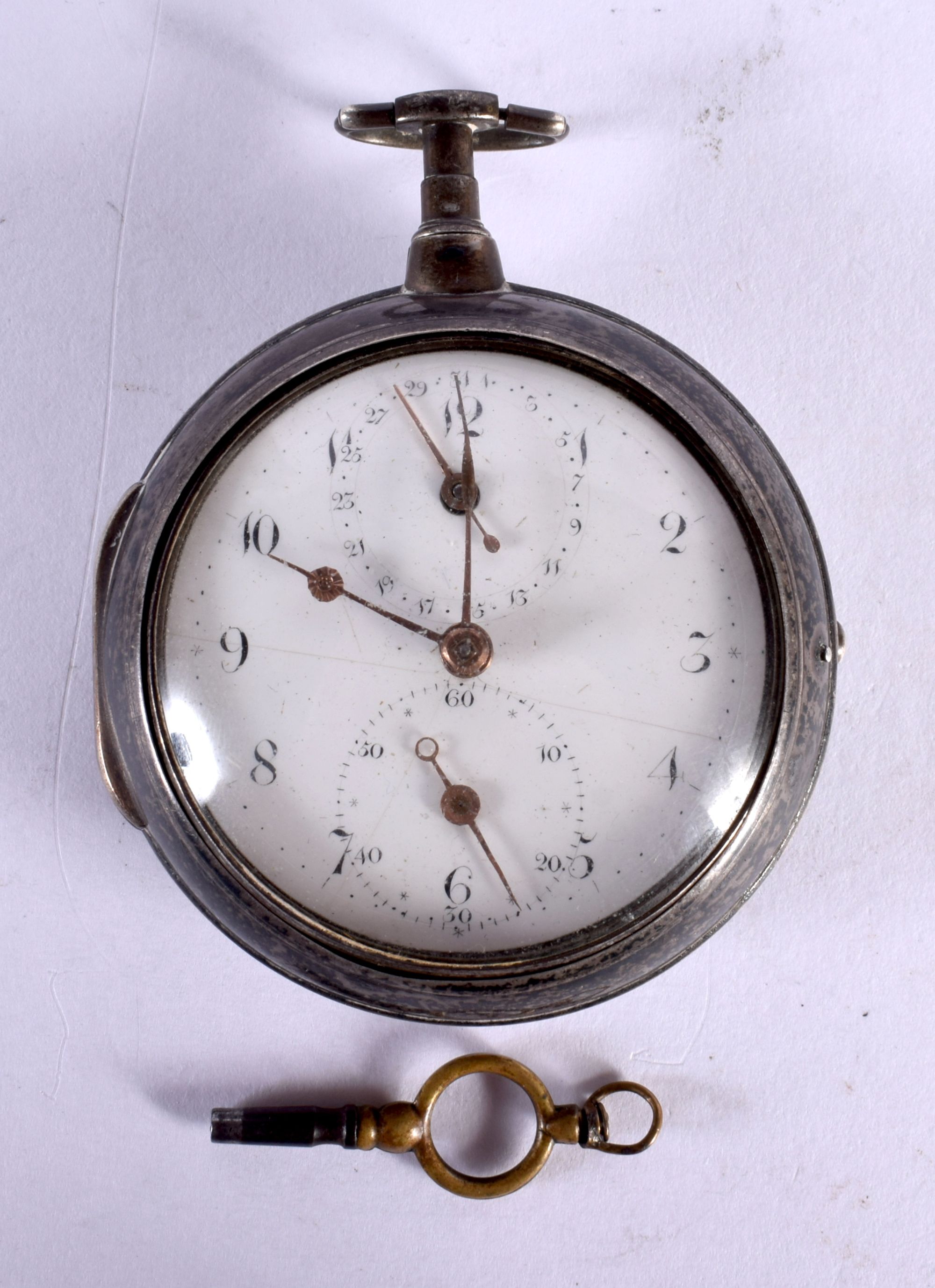 AN EARLY 19TH CENTURY ENGLISH SILVER DOUBLE DIAL POCKET WATCH. London 1807. 153 grams overall. 6 cm