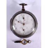 AN EARLY 19TH CENTURY ENGLISH SILVER DOUBLE DIAL POCKET WATCH. London 1807. 153 grams overall. 6 cm