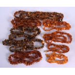 NINE VINTAGE AMBER NECKLACES. 145 cm long. (9)