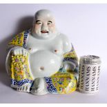 A LARGE CHINESE REPUBLICAN PERIOD FAMILLE JAUNE PORCELAIN BUDDHA modelled holding prayer beads. 31 c