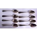 EIGHT ANTIQUE CONTINENTAL SILVER SPOONS. 267 grams. 18.5 cm long. (8)
