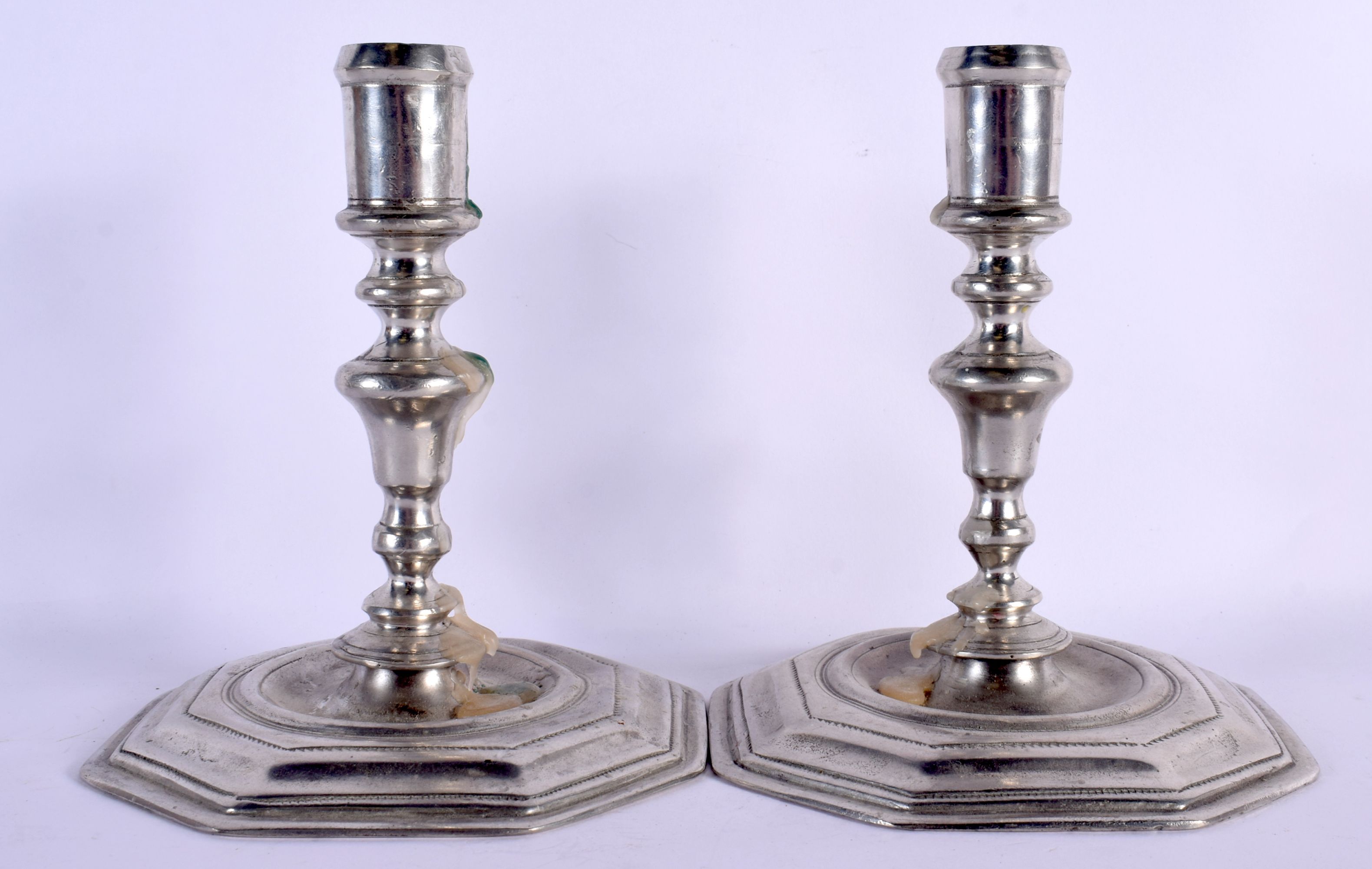 TWO PAIRS OF ANTIQUE CANDLESTICKS. Largest 30 cm high. (4) - Image 5 of 8