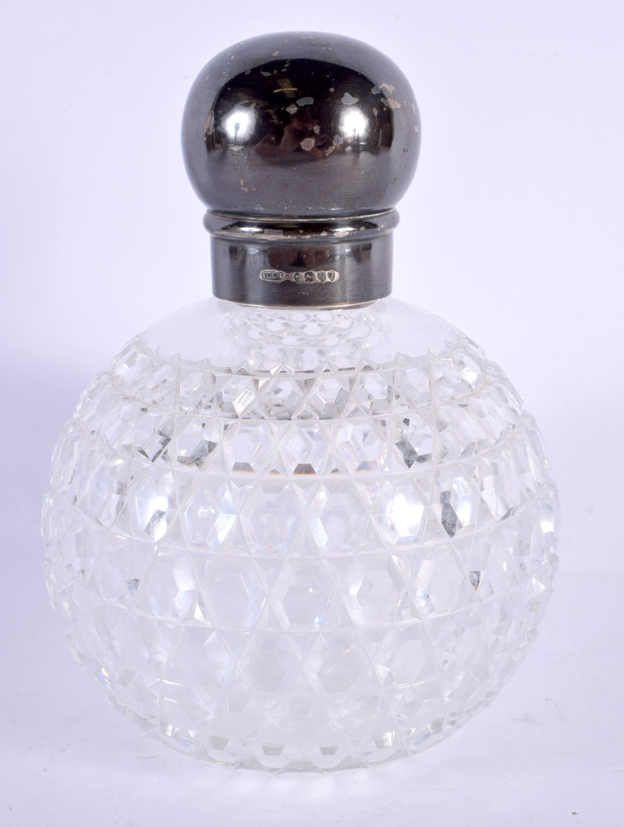 A VICTORIAN SILVER TOPPED SCENT BOTTLE. 16 cm x 10 cm.