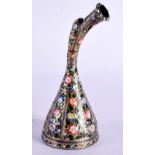 A VERY RARE 19TH CENTURY QAJAR GOLD LEAF & ENAMEL HOOKAH TOP the white metal / silver carved body d
