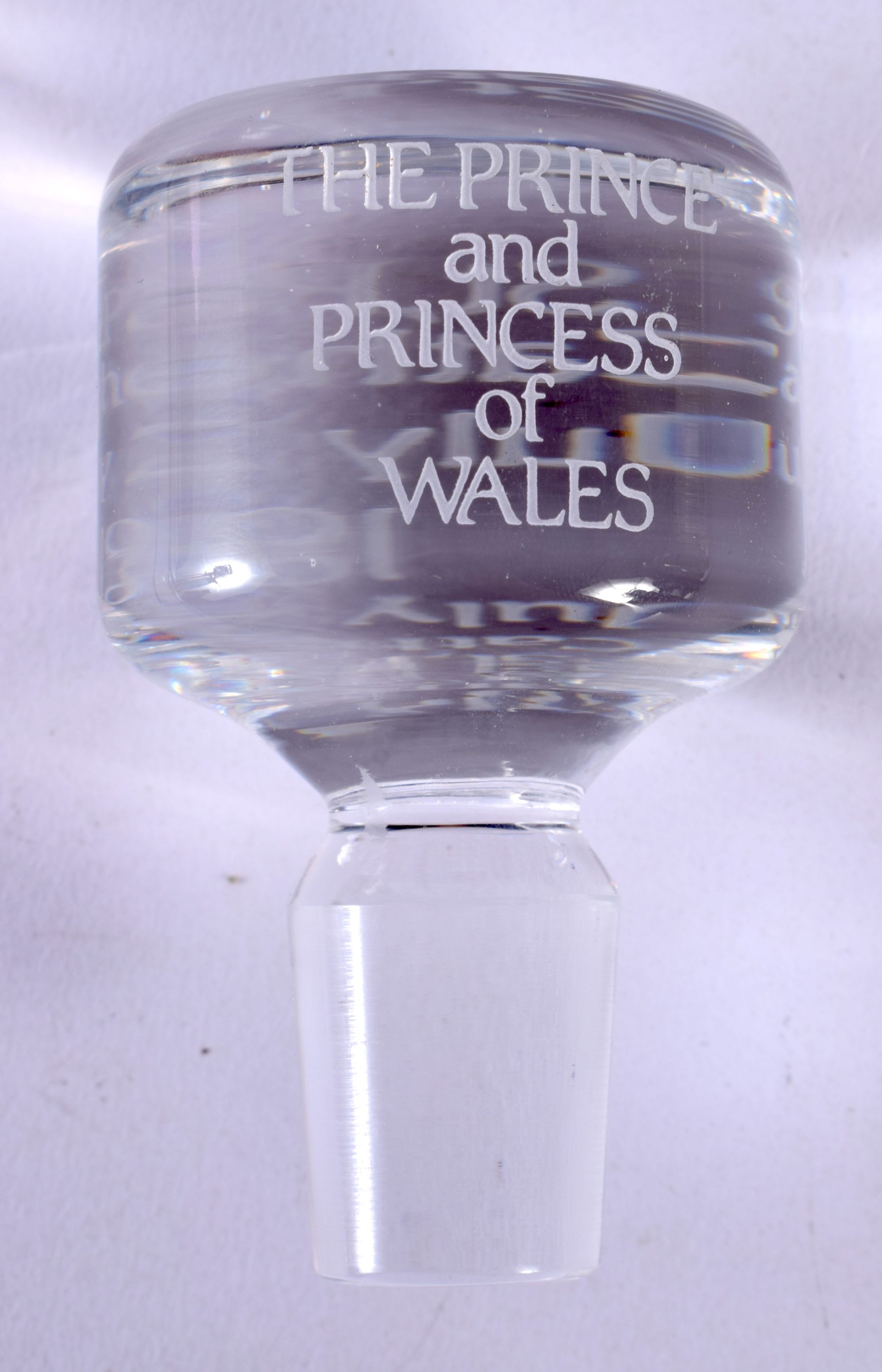 AN ORREFORS PRINCESS OF WALES GLASS DECANTER. 24 cm high. - Image 3 of 3