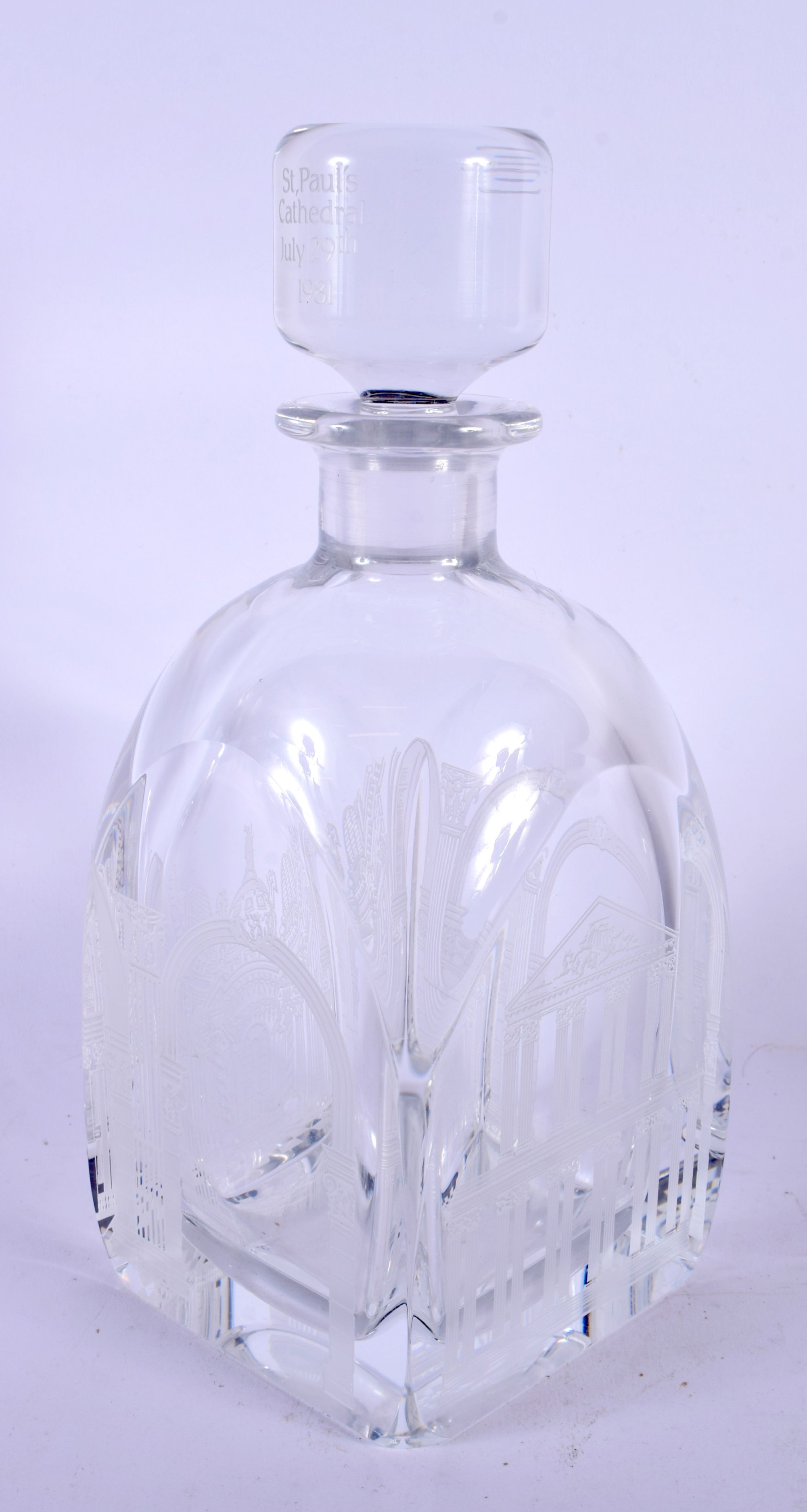 AN ORREFORS PRINCESS OF WALES GLASS DECANTER. 24 cm high. - Image 2 of 3