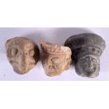 THREE 19TH CENTURY SOUTH AMERICAN GRAND TOUR POTTERY HEADS After the Antiquity. 6 cm x 5.5 cm. (3)