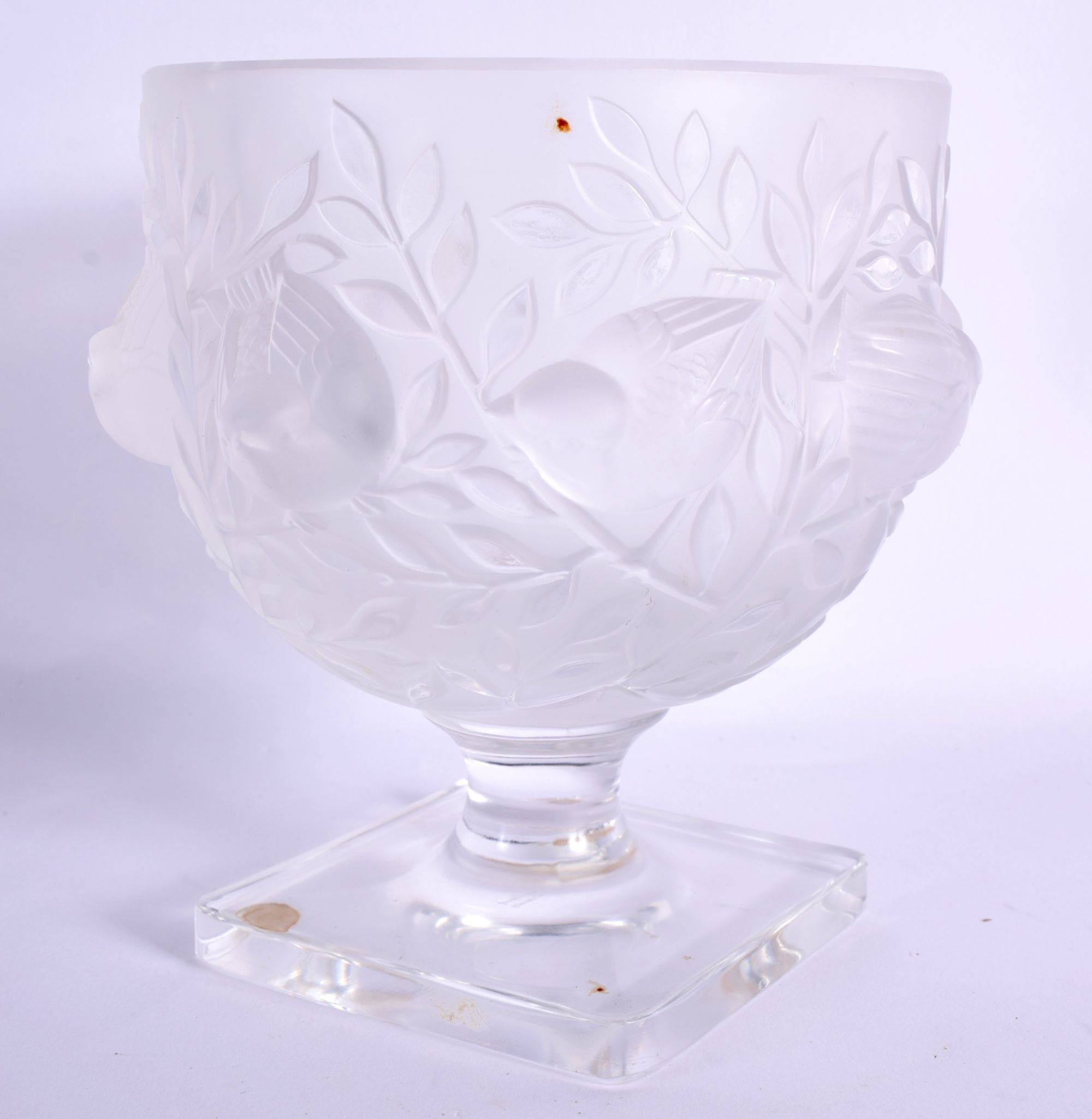 A FRENCH LALIQUE GLASS BIRD VASE. 14 cm x 10 cm. - Image 2 of 8