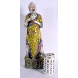 A LARGE CHINESE REPUBLICAN PERIOD PORCELAIN FIGURE OF A FISHERMAN modelled holding a fish. 42.5 cm h
