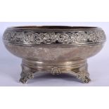 A SCANDINAVIAN SILVER BOWL decorated with entwined symbols. 588 grams. 23 cm x 10 cm.