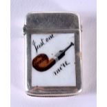 A RARE ANTIQUE SILVER AND ENAMEL PIPE VESTA CASE. 14 grams. 3.5 cm x 2.5 cm.