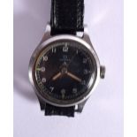 AN OMEGA STAINLESS STEEL MILITARY WRISTWATCH. 3.9 cm wide inc crown.