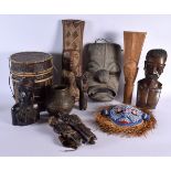 A COLLECTION OF VINTAGE AFRICAN TRIBAL ARTEFACTS. (qty)