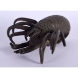 A RARE 19TH CENTURY JAPANESE MEIJI PERIOD BRONZE OKIMONO formed as a coiled lobster. 11 cm x 9 cm.