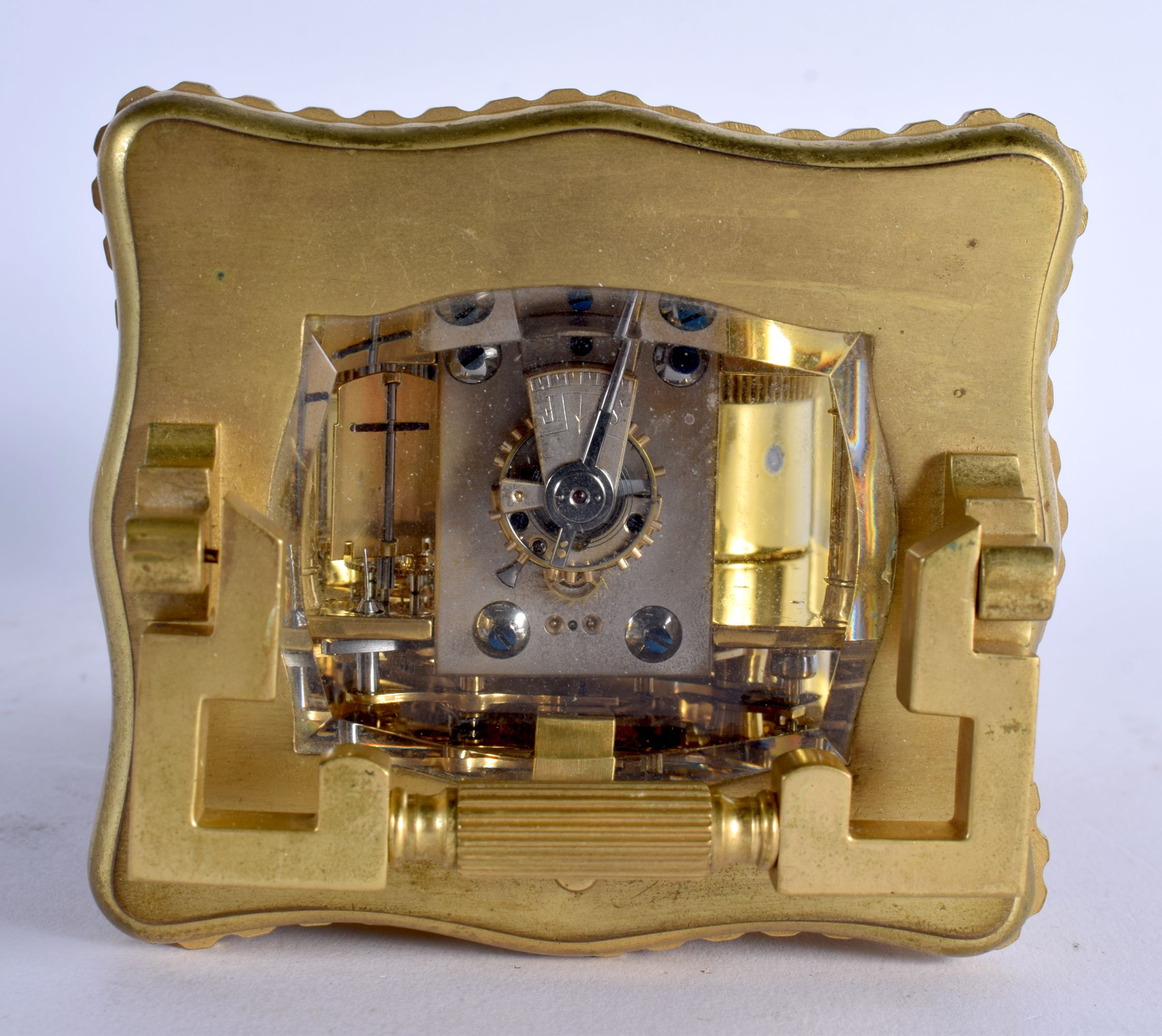 AN EARLY 20TH CENTURY FRENCH BRASS CARRIAGE CLOCK with repeater function. 20.5 cm high inc handle. - Image 4 of 5