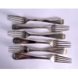 SIX NORWEGIAN SILVER FORKS. 438 grams. 21 cm x 2.5 cm. (6)