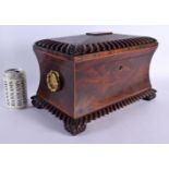 A FINE 19TH CENTURY MAHOGANY AND BURR WALNUT TEA CADDY Attributed to Gillows, with marquetry inlaid