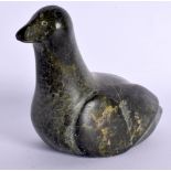 A NORTH AMERICAN INUIT CARVED STONE FIGURE OF A BIRD. 12 cm x 8 cm.