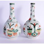 A PAIR OF 17TH/18TH CENTURY CHINESE FAMILLE VERTE BULBOUS PORCELAIN VASES Kangxi, enamelled with fol