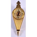 A RARE PAIR OF VINTAGE JAEGER LE COUTRE BELLOWS formed as a clock. 18 cm long.